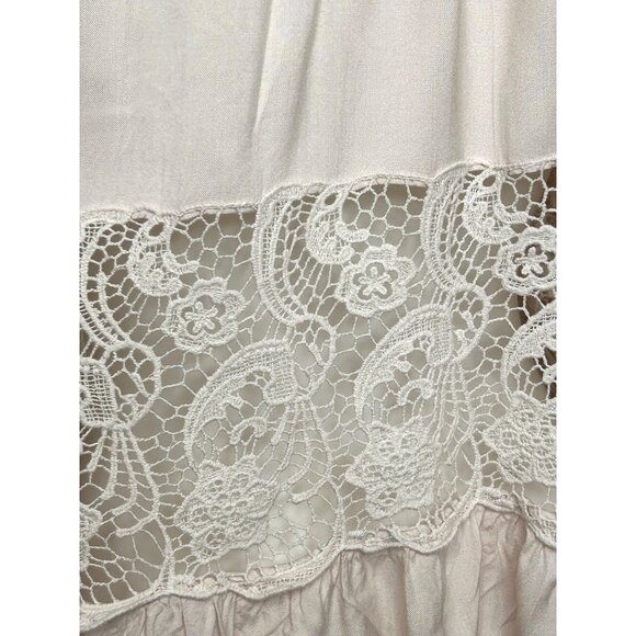 Free People. Blouse S/P Pink, Lace Tassels Balloon Long Sleeve Loose Fit Classic - Picture 15 of 16